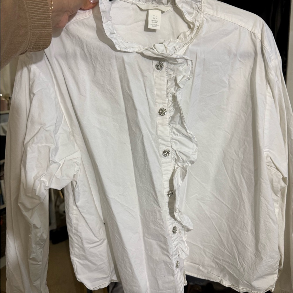 H&M White Ruffled Blouse - Picture 4 of 7